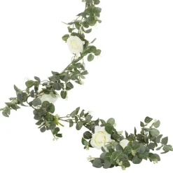 Kunstig Eukalyptus Girlander med Hvite Roser