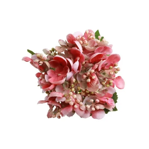 Kunstig Hortensia Gren med Knopper Lyserosa