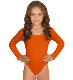 Langermet Bodystocking Barnekostyme Oransje