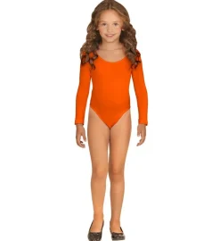 Langermet Bodystocking Barnekostyme Oransje
