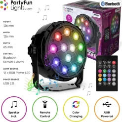 LED Diskolys & Høyttaler 12 LED Multifarget