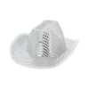 LED Paljett Cowboyhatt Sølv