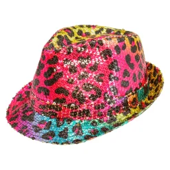 Leopardmønster Fedora Hatt Regnbue
