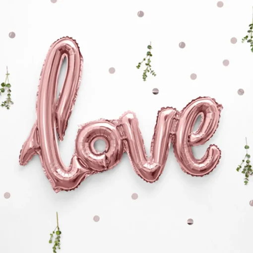 Love Folieballong Gullrosa