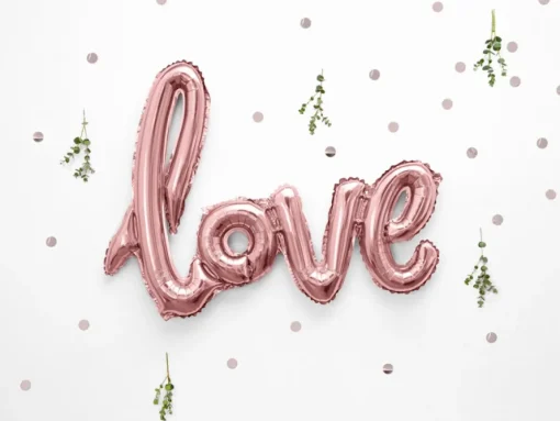 Love Folieballong Gullrosa