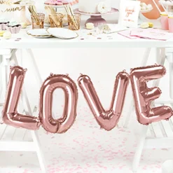 Love Folieballonger Gullrosa