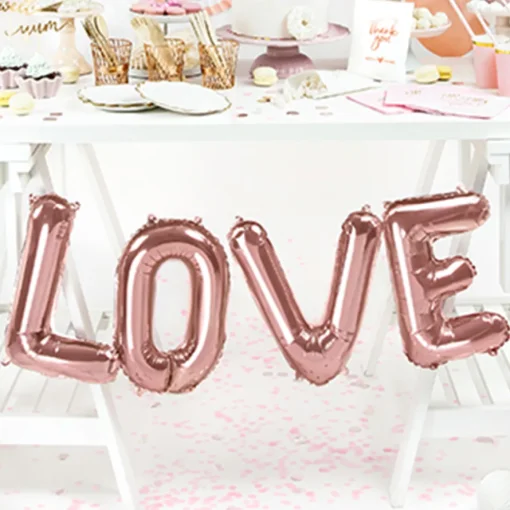 Love Folieballonger Gullrosa