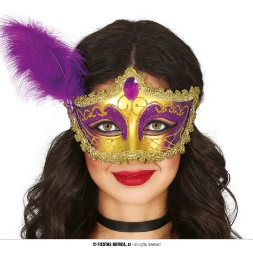 Maskerade Fjær Øyemaske Lilla