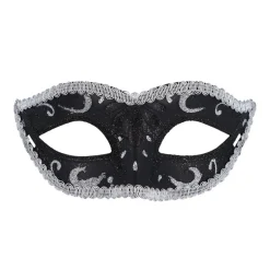 Maskerade Øyemaske Svart og Sølv
