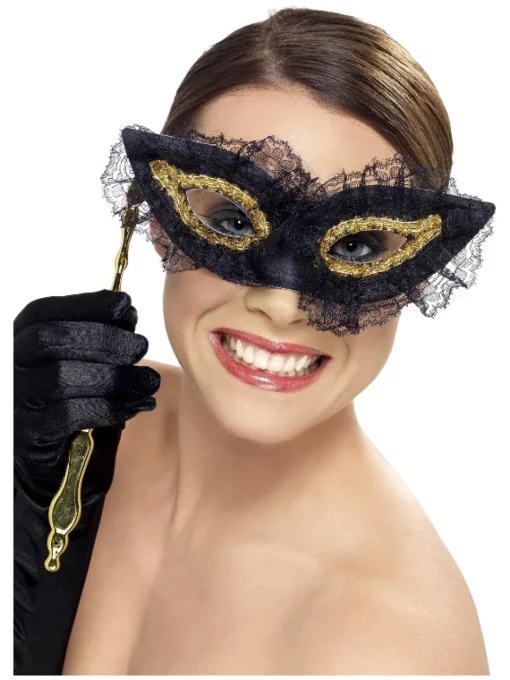 Maskerade Øyenmaske Svart og Gull
