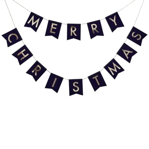Merry Christmas Flaggbanner Marineblå