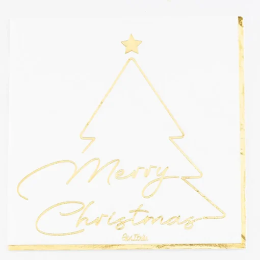 Merry Christmas Jul Servietter Hvit