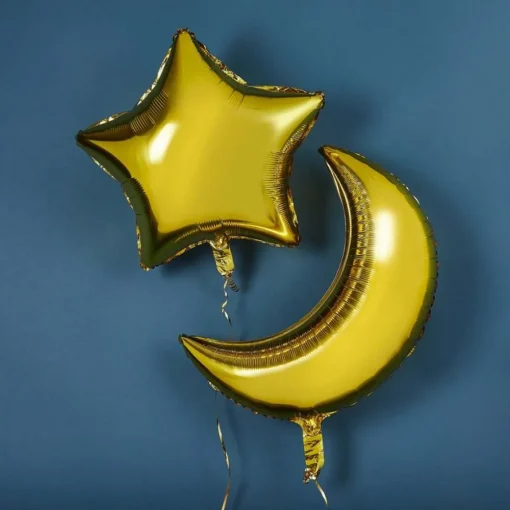 Måne Stjerne Folieballonger Gull