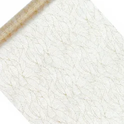 Mønster Organza Stoffrull Hvit og Gull