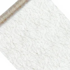 Mønster Organza Stoffrull Hvit og Gull