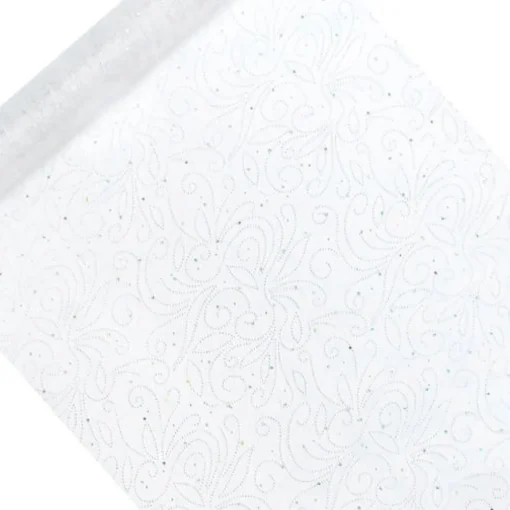 Mønstret Organza Stoffrull Hvit