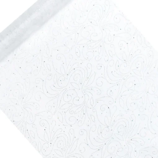 Mønstret Organza Stoffrull Hvit