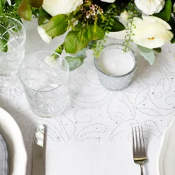 Mønstret Organza Stoffrull Hvit