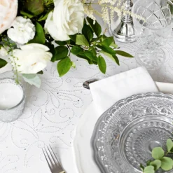 Mønstret Organza Stoffrull Hvit