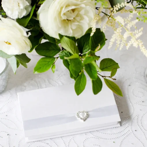 Mønstret Organza Stoffrull Hvit