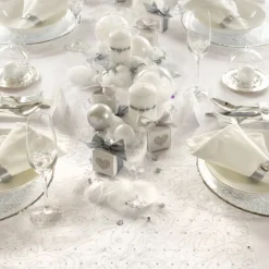 Mønstret Organza Stoffrull Hvit