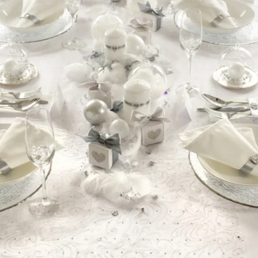 Mønstret Organza Stoffrull Hvit