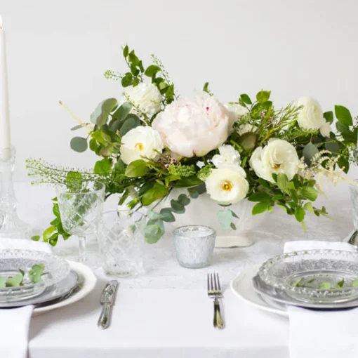 Mønstret Organza Stoffrull Hvit
