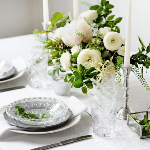 Mønstret Organza Stoffrull Hvit