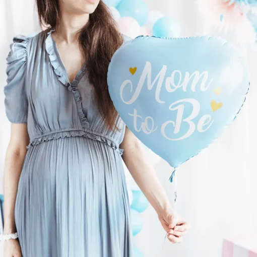 Mom To Be Hjerte Folieballong Lyseblå