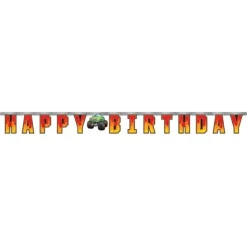 Monster Truck Happy Birthday Banner