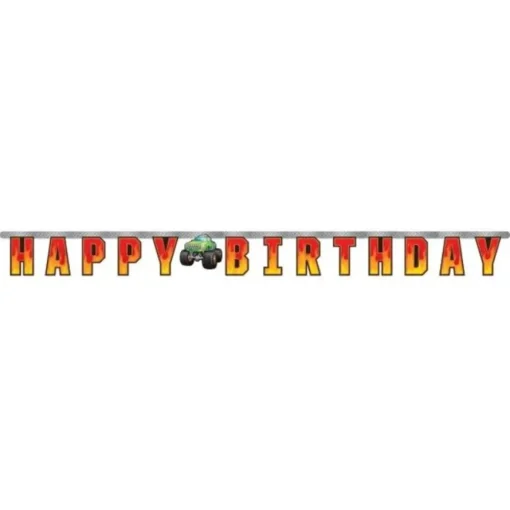 Monster Truck Happy Birthday Banner