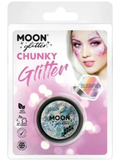 Moon Glitter Store Holografiske Sølv