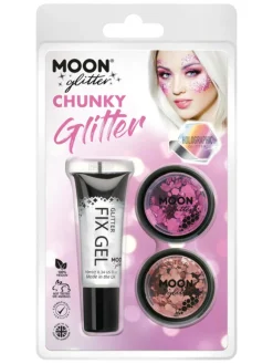 Moon Glitter Store Holografiske Rosa/Rosegull