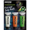 Moon Glow Lyser i Mørket Ansiktsmaling Klar/Oransje/Grønn
