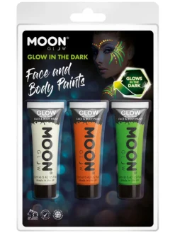 Moon Glow Lyser i Mørket Ansiktsmaling Klar/Oransje/Grønn