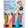 Moon Glow Pastell Neon UV Ansiktsmaling, Oransje/Rosa/Lilla