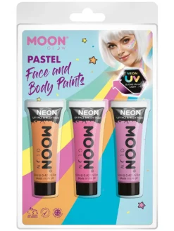 Moon Glow Pastell Neon UV Ansiktsmaling, Oransje/Rosa/Lilla