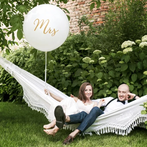 Mrs Kjempe Ballong Hvit og Gull
