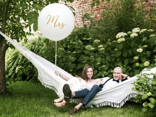 Mrs Kjempe Ballong Hvit og Gull