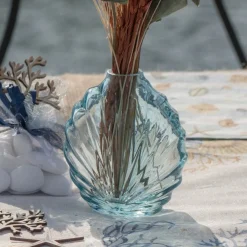 Musling Vase Lyseblå