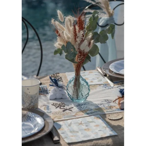 Musling Vase Lyseblå