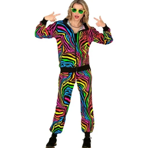 Neon Regnbue 80-talls Treningsdress Kostyme