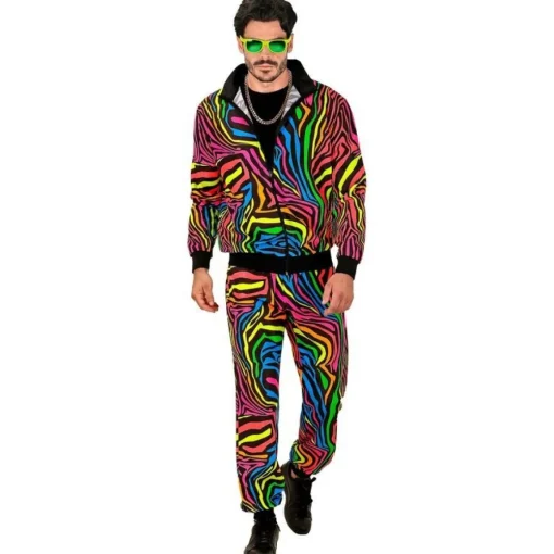 Neon Regnbue 80-talls Treningsdress Kostyme