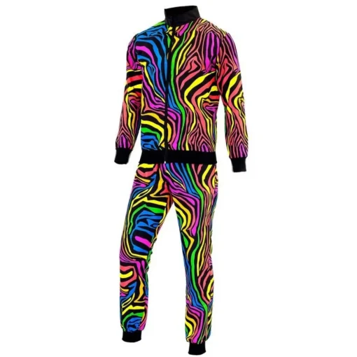Neon Regnbue 80-talls Treningsdress Kostyme