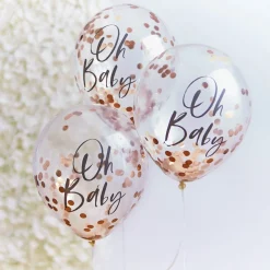 Oh Baby Gullrosa Konfetti Ballonger