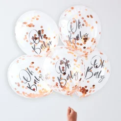Oh Baby Gullrosa Konfetti Ballonger