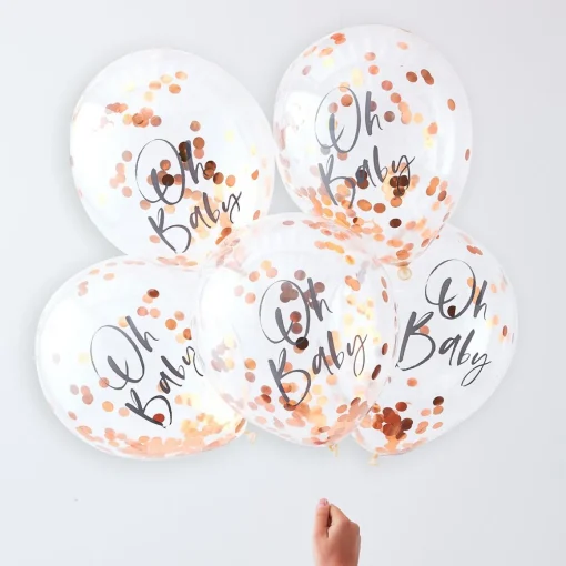 Oh Baby Gullrosa Konfetti Ballonger