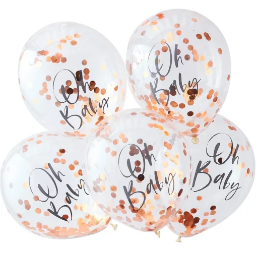 Oh Baby Gullrosa Konfetti Ballonger
