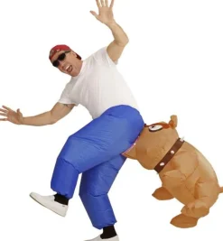 Oppblåsbar Bitende Bulldog Kostyme