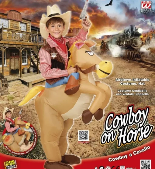Oppblåsbar Cowboy Hest Barnekostyme